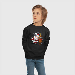 Свитшот хлопковый детский Санта и олень, цвет: черный — фото 2