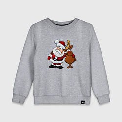 Свитшот хлопковый детский Санта и олень, цвет: меланж