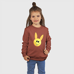 Свитшот хлопковый детский Кролик-смайлик, цвет: кирпичный — фото 2