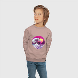 Свитшот хлопковый детский Ретровейв волна, цвет: пыльно-розовый — фото 2