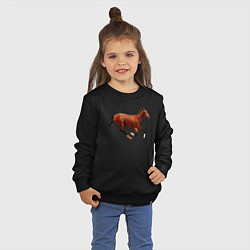 Свитшот хлопковый детский Чистокровная верховая лошадь, цвет: черный — фото 2