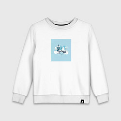 Свитшот хлопковый детский Голубой зимний город, цвет: белый