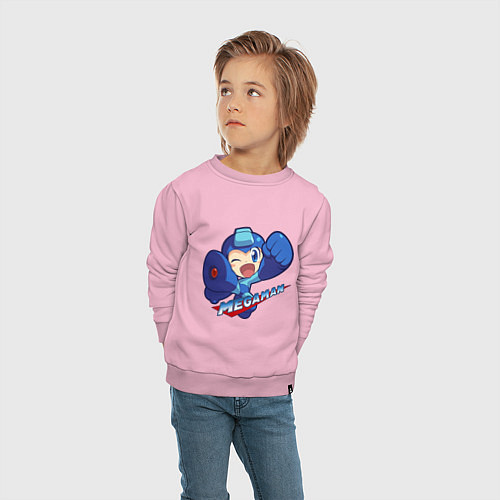 Детский свитшот Мегамен - Рокмен / Светло-розовый – фото 4