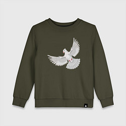 Свитшот хлопковый детский Белый голубь, цвет: хаки
