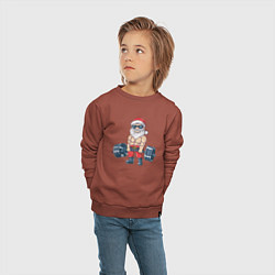 Свитшот хлопковый детский Санта силач, цвет: кирпичный — фото 2