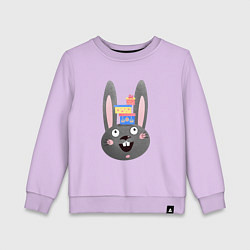 Свитшот хлопковый детский Черный кролик с подарками, цвет: лаванда
