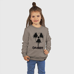 Свитшот хлопковый детский Danger radiation symbol, цвет: утренний латте — фото 2