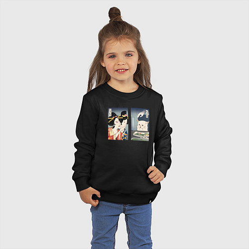 Детский свитшот Мем в японском стиле / Черный – фото 3