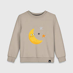 Свитшот хлопковый детский Месяц со звездами, цвет: миндальный