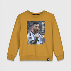 Свитшот хлопковый детский Viva la Argentina - Lionel Messi - world champion, цвет: горчичный