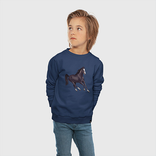 Детский свитшот Марварская лошадь / Тёмно-синий – фото 4