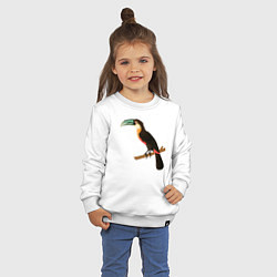 Свитшот хлопковый детский Белогрудый тукан, цвет: белый — фото 2
