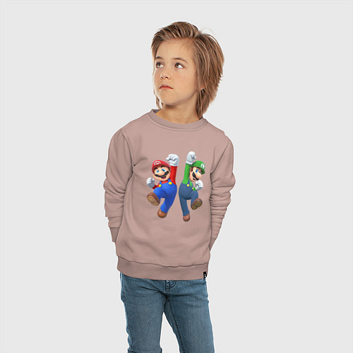 Детский свитшот Марио и Луиджи / Пыльно-розовый – фото 4