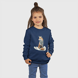 Свитшот хлопковый детский Лисица в сугробах, цвет: тёмно-синий — фото 2