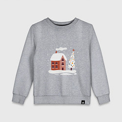 Свитшот хлопковый детский Зимний домик, цвет: меланж