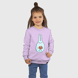 Свитшот хлопковый детский Кролик с кружкой кофе, цвет: лаванда — фото 2