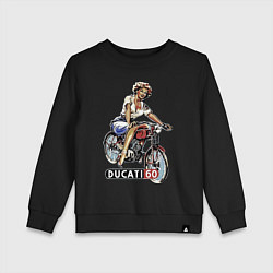 Детский свитшот Красивая девушка на мотоцикле Ducati - retro
