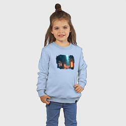 Свитшот хлопковый детский Улицы Найт Сити, города мечты, цвет: мягкое небо — фото 2