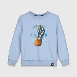 Свитшот хлопковый детский Йети на сноуборде Снежный человек катается на сноу, цвет: мягкое небо