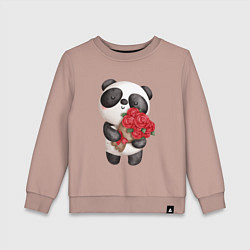 Детский свитшот Панда с букетом цветов