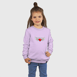 Свитшот хлопковый детский Сердце с крыльями и надписью, цвет: лаванда — фото 2