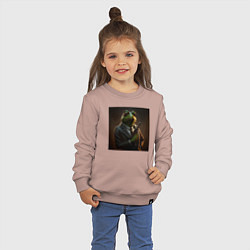 Свитшот хлопковый детский Лягушонок Пепе гангстер, цвет: пыльно-розовый — фото 2