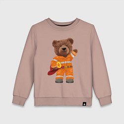 Свитшот хлопковый детский Пожарный медведь, цвет: пыльно-розовый