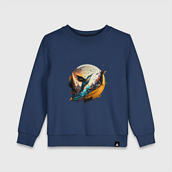 Свитшот хлопковый детский Арт абстракция - птица, цвет: тёмно-синий