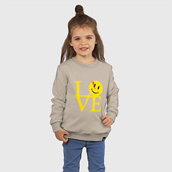Свитшот хлопковый детский Smile love, цвет: миндальный — фото 2