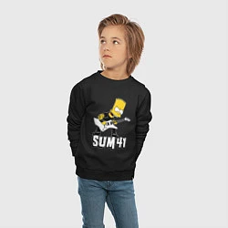 Свитшот хлопковый детский Sum41 Барт Симпсон рокер, цвет: черный — фото 2