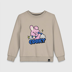 Свитшот хлопковый детский Cooky BT21 Jungkook, цвет: миндальный