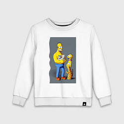 Свитшот хлопковый детский Homer Simpson and cats - нейросеть арт, цвет: белый