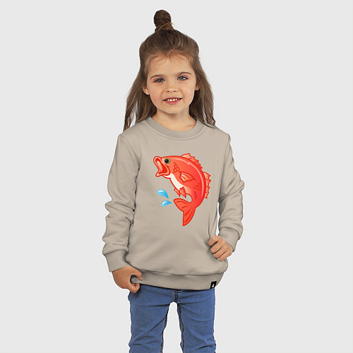 Детский свитшот Красный лещ морской / Миндальный – фото 3