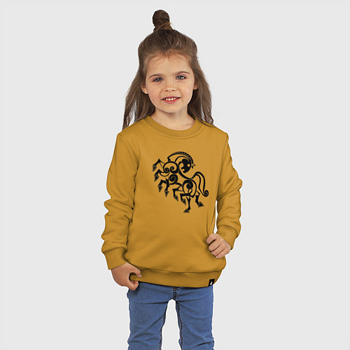 Детский свитшот Слейпнир конь бога Одина / Горчичный – фото 3