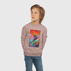 Свитшот хлопковый детский Цветочная фантазия - нейросеть, цвет: пыльно-розовый — фото 2