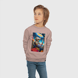 Свитшот хлопковый детский Космическая фантазия - нейросеть, цвет: пыльно-розовый — фото 2