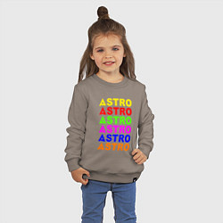 Свитшот хлопковый детский Astro color logo, цвет: утренний латте — фото 2