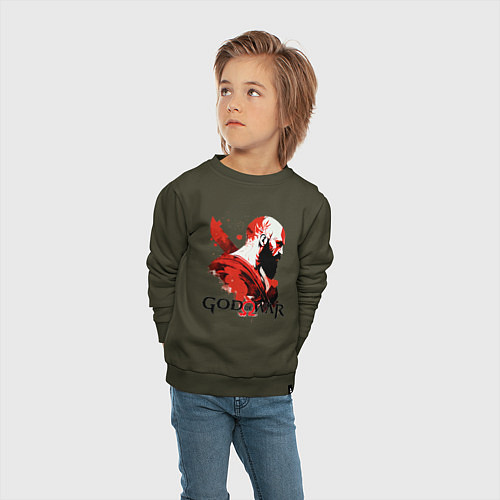 Детский свитшот Кратос, арт / Хаки – фото 4
