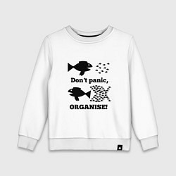 Свитшот хлопковый детский Dont panic organise, цвет: белый