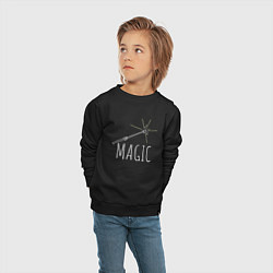 Свитшот хлопковый детский Magic надпись и волшебная палка, цвет: черный — фото 2
