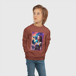 Свитшот хлопковый детский Cyberpunk - fantasy - neural network, цвет: кирпичный — фото 2