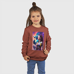 Свитшот хлопковый детский Cyberpunk - fantasy - neural network, цвет: кирпичный — фото 2