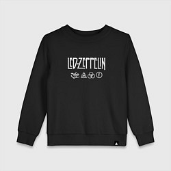 Свитшот хлопковый детский Led Zeppelin символы, цвет: черный