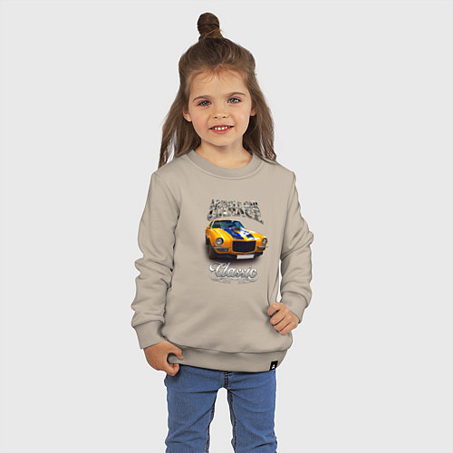 Детский свитшот Американский маслкар Chevrolet Camaro / Миндальный – фото 3