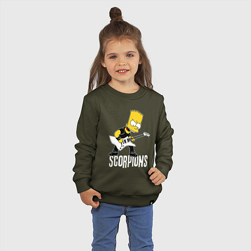 Детский свитшот Scorpions Барт Симпсон рокер / Хаки – фото 3