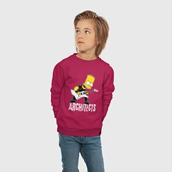 Свитшот хлопковый детский Architects Барт Симпсон рокер, цвет: маджента — фото 2