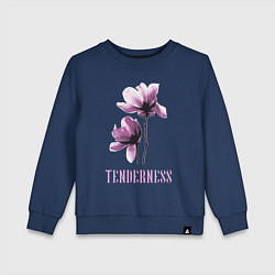Свитшот хлопковый детский Чувственные магнолии, цвет: тёмно-синий