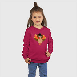 Свитшот хлопковый детский Индейка в шляпе, цвет: маджента — фото 2