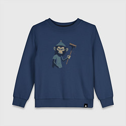 Свитшот хлопковый детский Monkey with a hammer, цвет: тёмно-синий