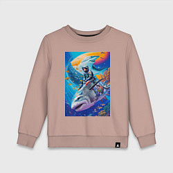 Детский свитшот Cyber shark - ocean and space - art